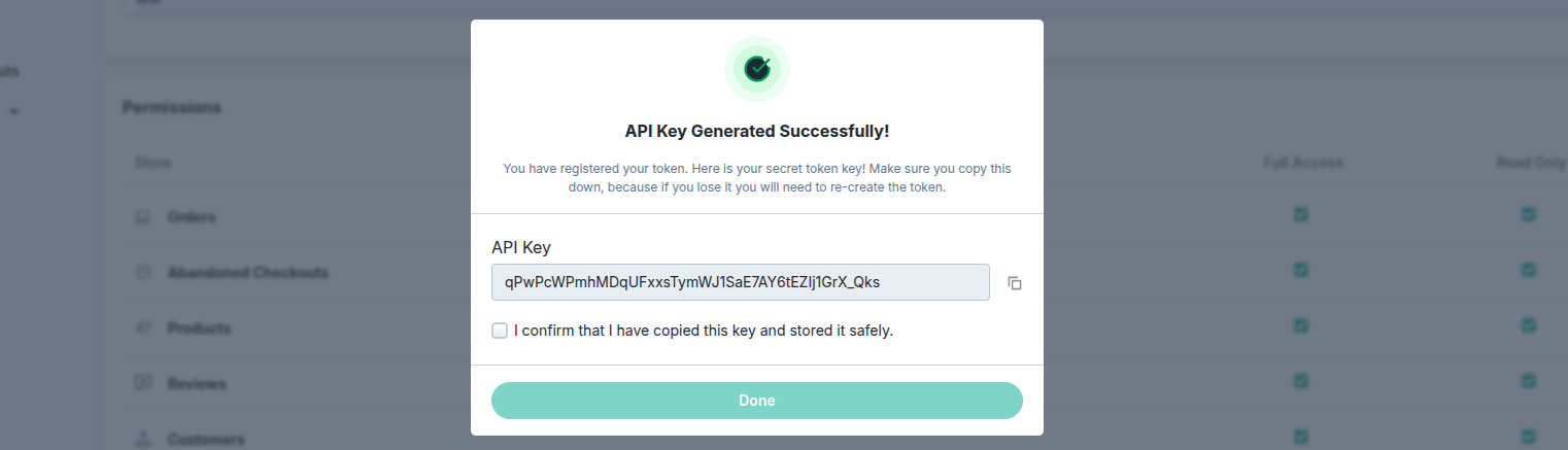 API Key Generated